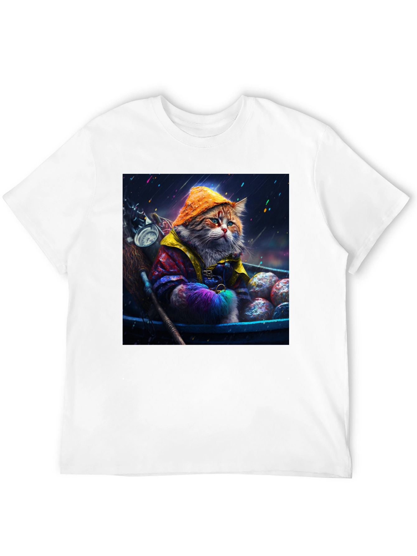 Black Cat in Raincoat Graphic Tee view 12