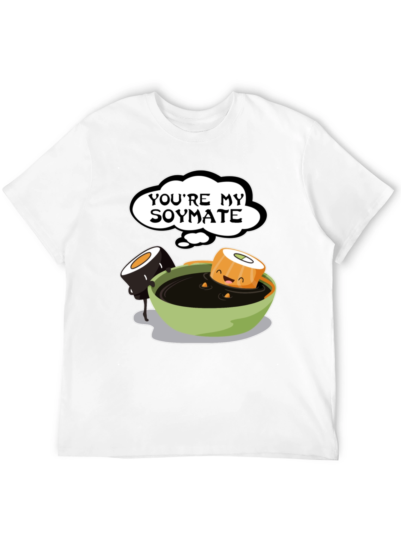 Black You're My Soymate T-Shirt - Cute Sushi Graphic Tee view 12