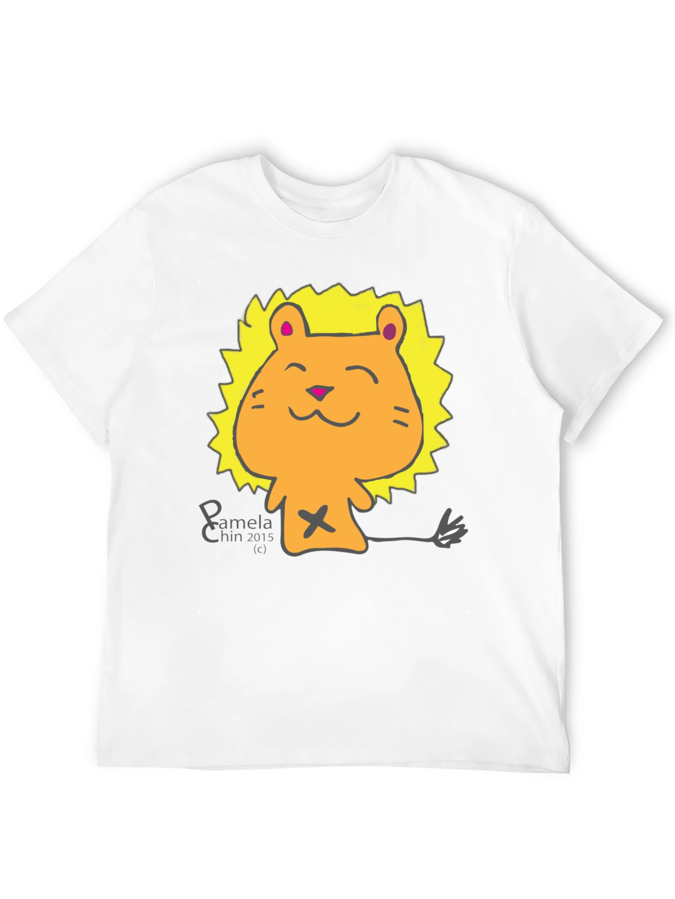 Black Cute Lion Cartoon Black T-Shirt view 12