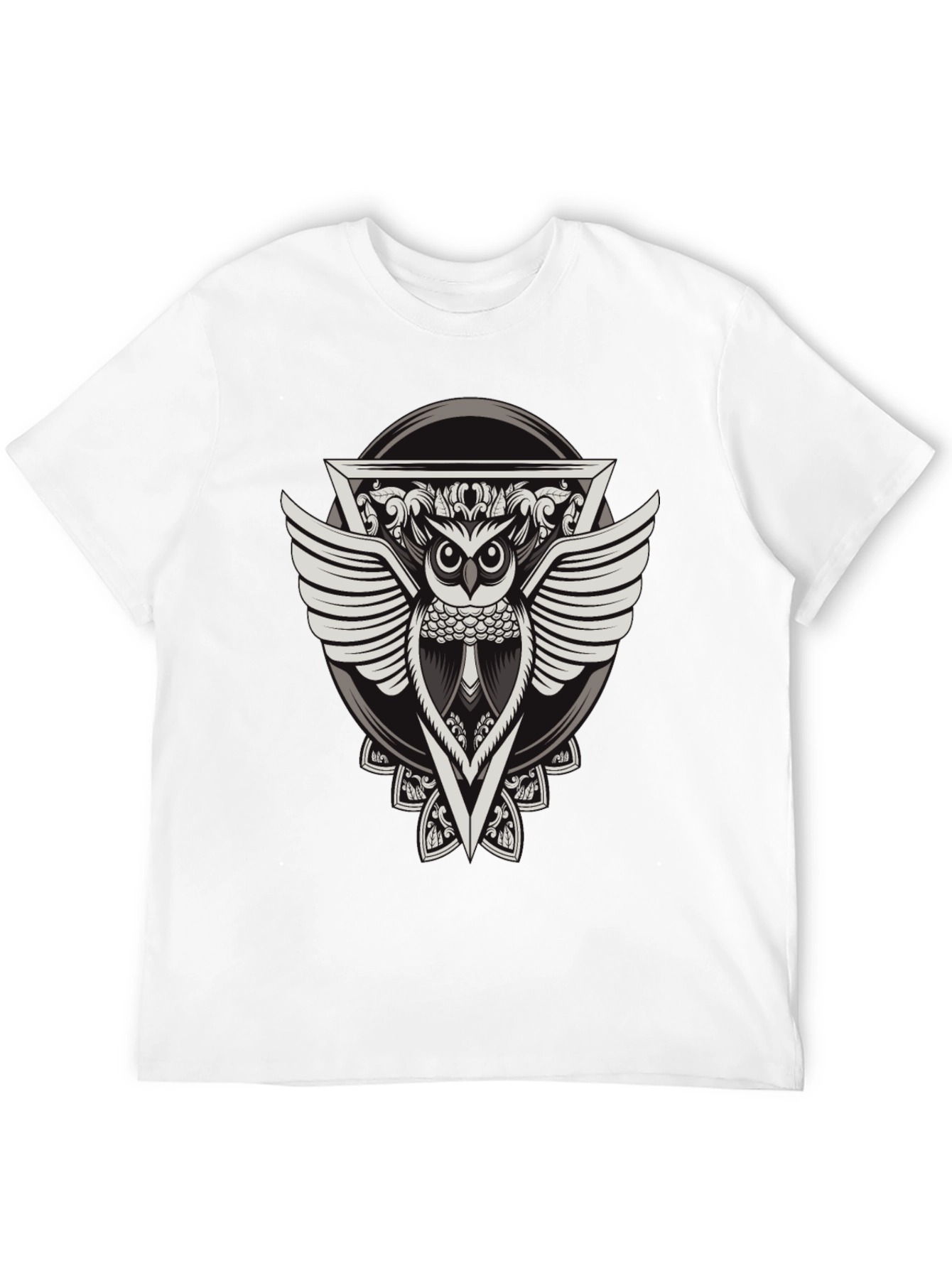 Black Owl Graphic Print Black T-Shirt view 12
