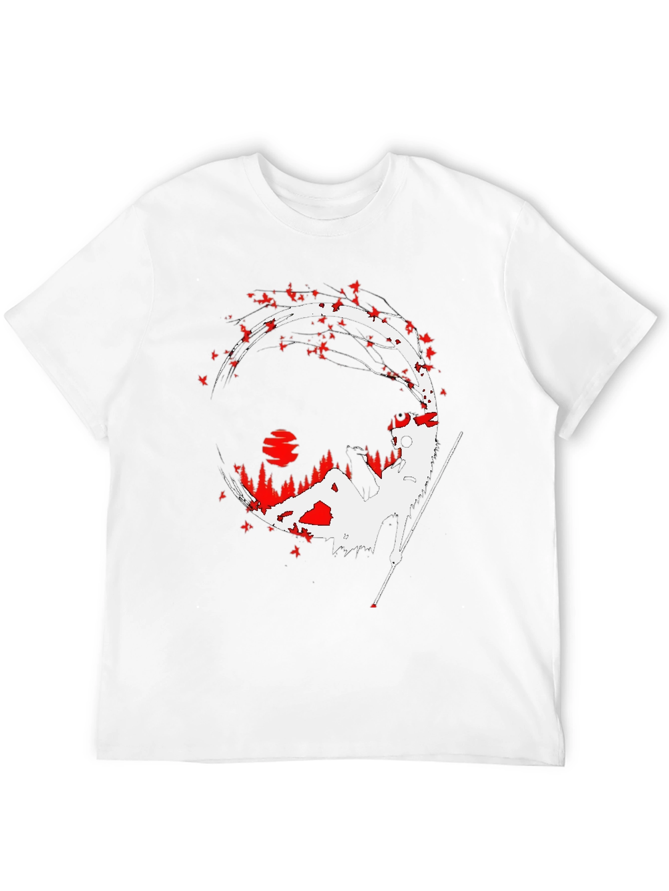 Black Samurai Silhouette Graphic Tee - Men's Black T-Shirt view 12