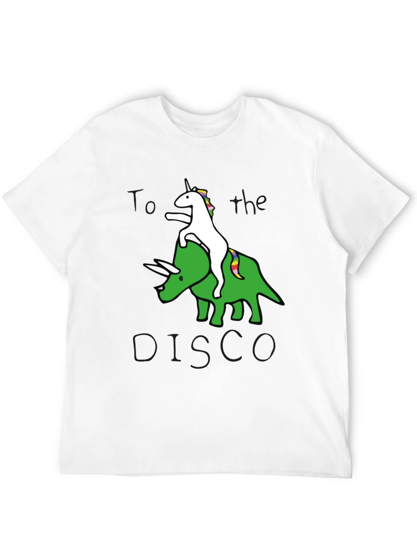 Black Unicorn Riding Triceratops to the Disco Graphic Tee view 12