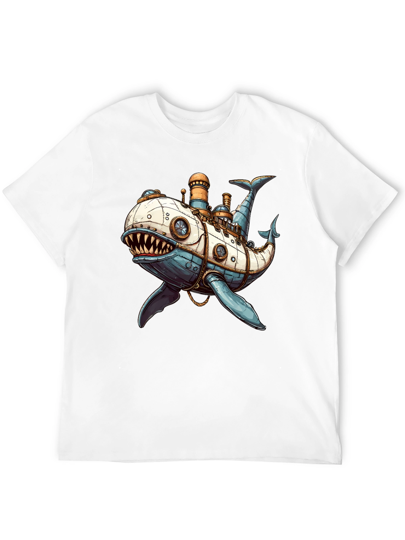 Black Steampunk Whale T-Shirt - Unique Design view 12