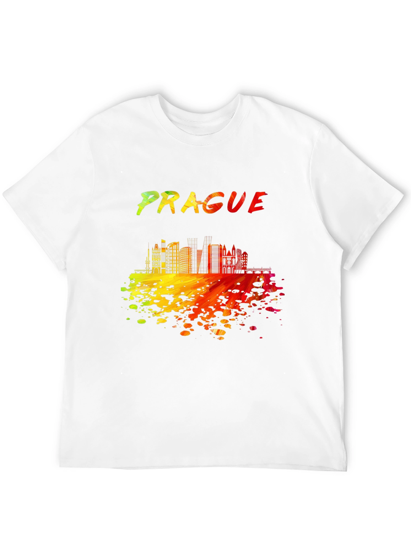 Prague Skyline Men's Black Graphic T-Shirt - 12