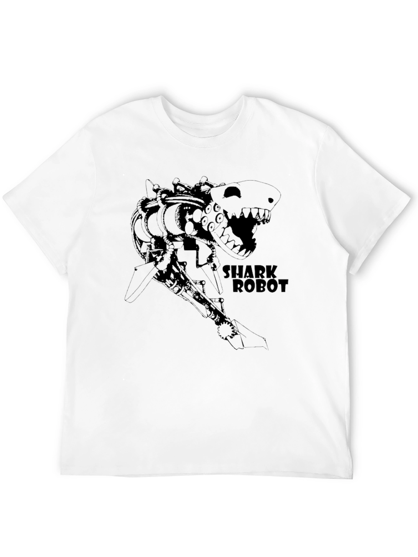 Black Shark Robot T-Shirt - Black Graphic Tee view 12