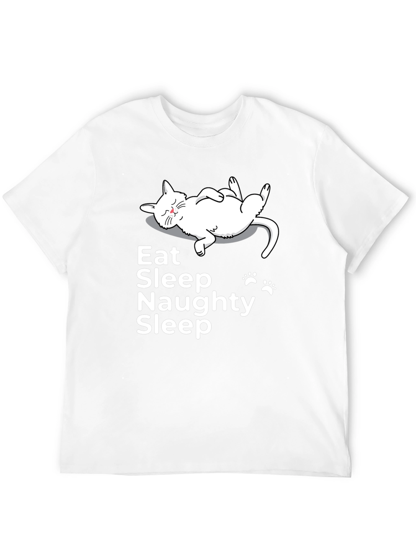 Black Eat Sleep Naughty Sleep Cat Graphic Tee view 12