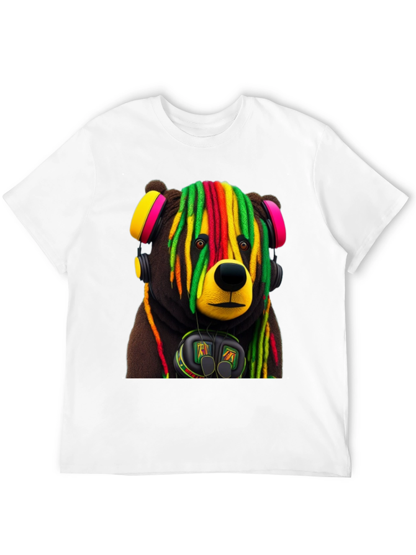 Black Rasta Bear Graphic Tee - Cool Streetwear view 12