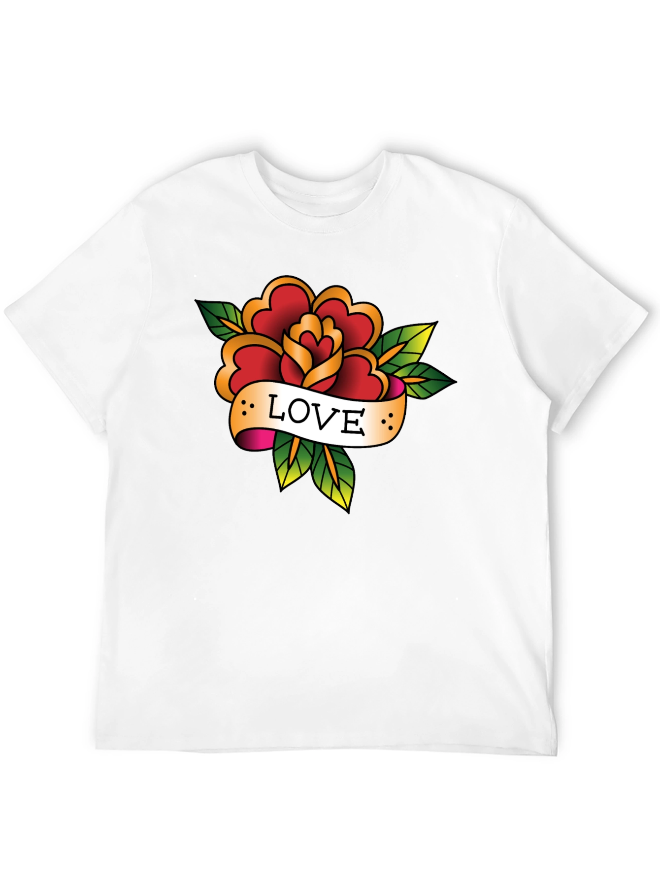 Black Love Rose Tattoo Style Black Graphic Tee view 12
