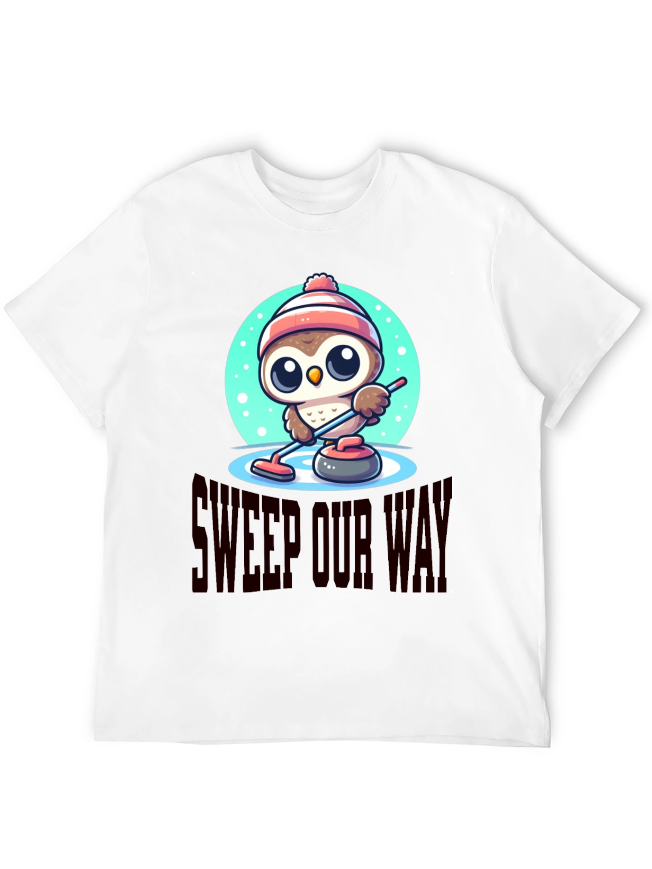 Black Cute Cartoon Owl Curling T-Shirt view 12