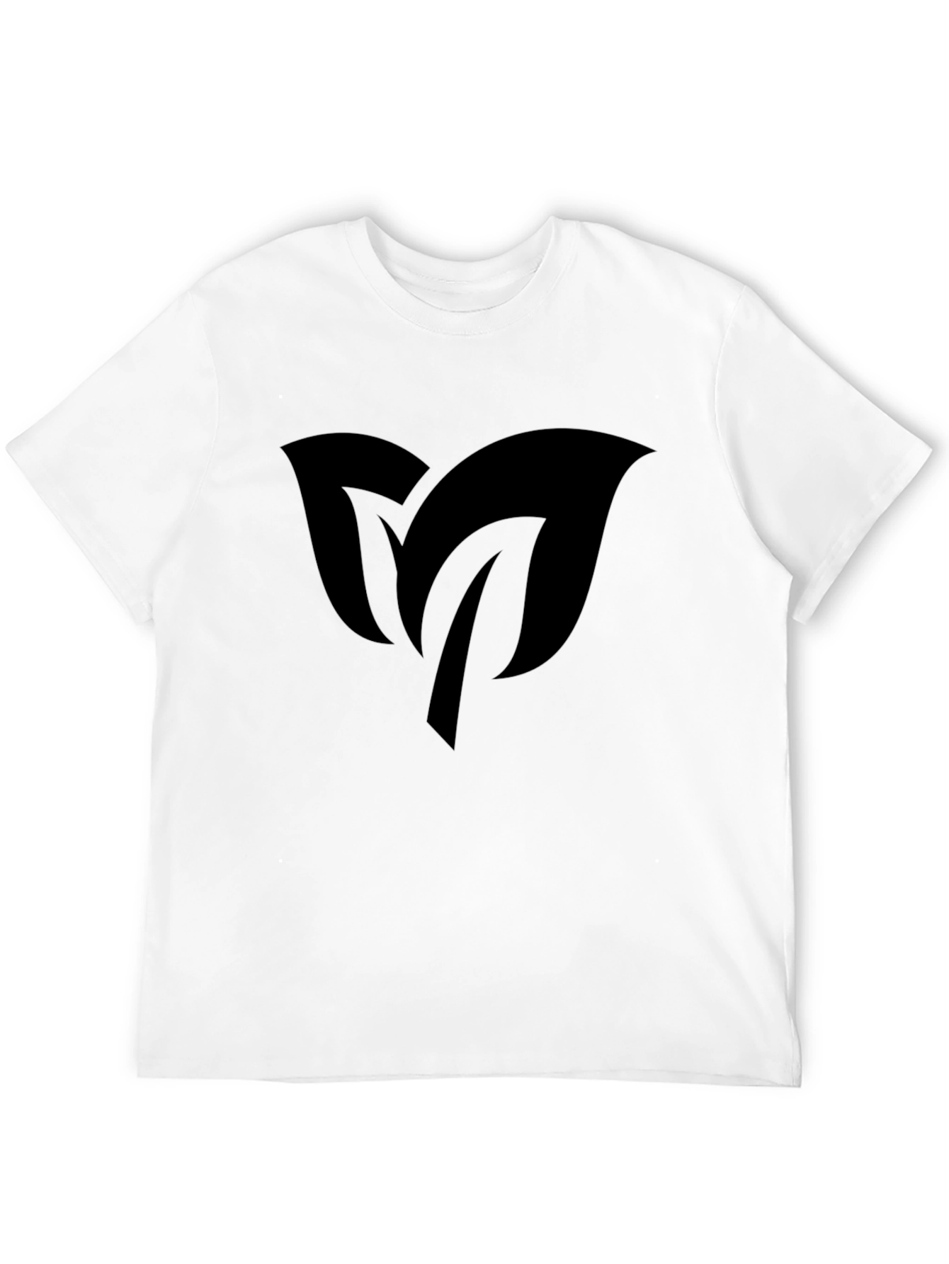 Black Men's Black T-Shirt with Leaf Design view 12