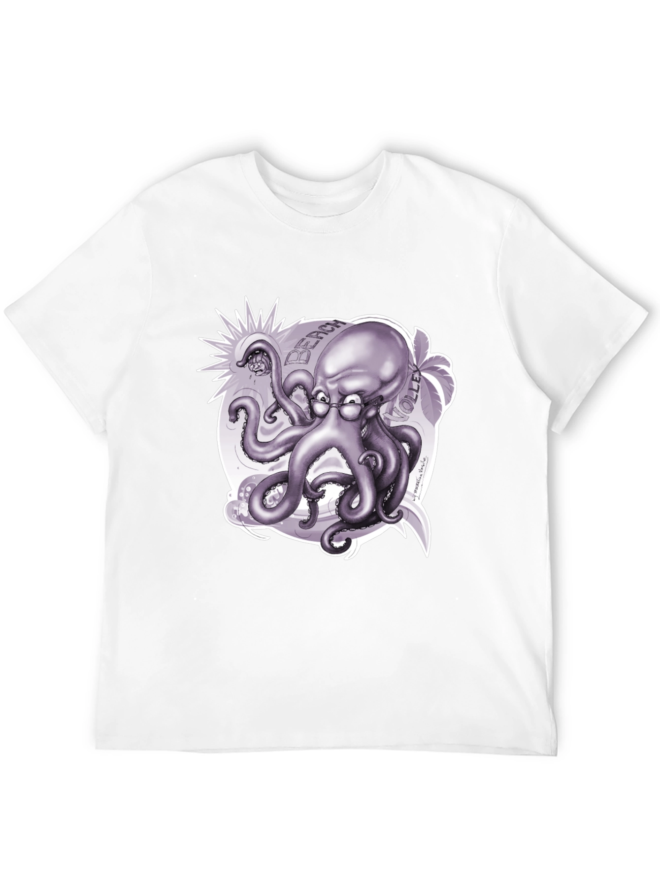 Black Octopus Beach Volleyball T-Shirt - Unique Design view 12
