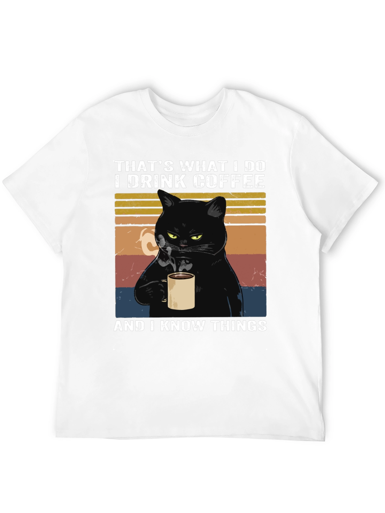 Black Coffee & Cat T-Shirt - I Drink Coffee and I Know Things view 12