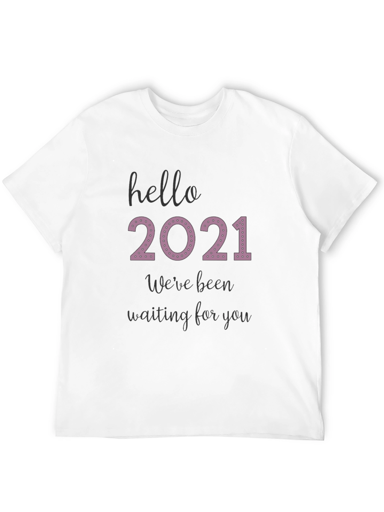 Black Hello 2021 Tee - Comfy Black Graphic T-Shirt view 12