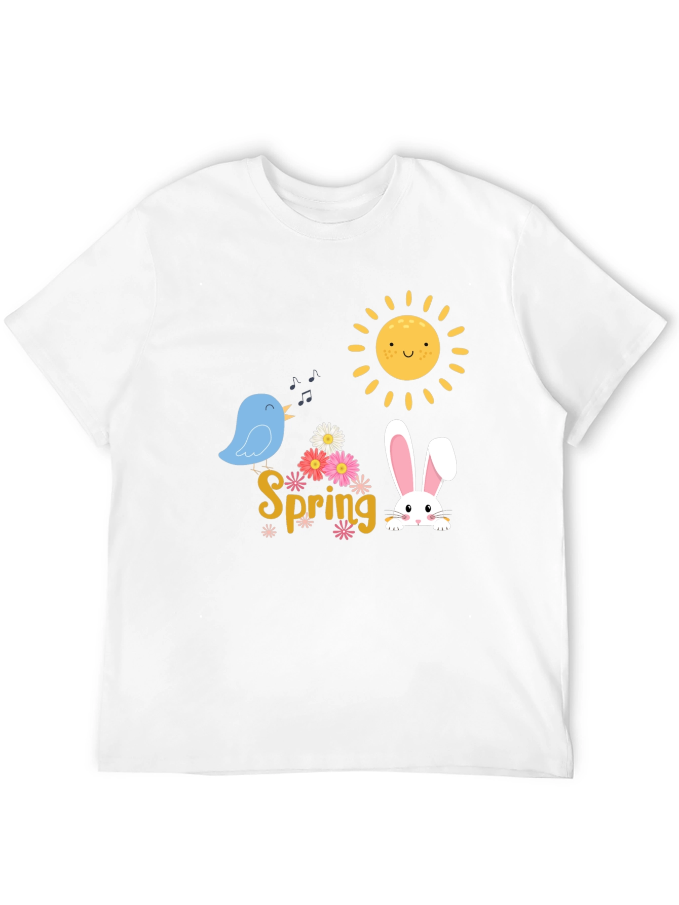 Spring T-Shirt - Cute Bird, Bunny & Sun Design - 12