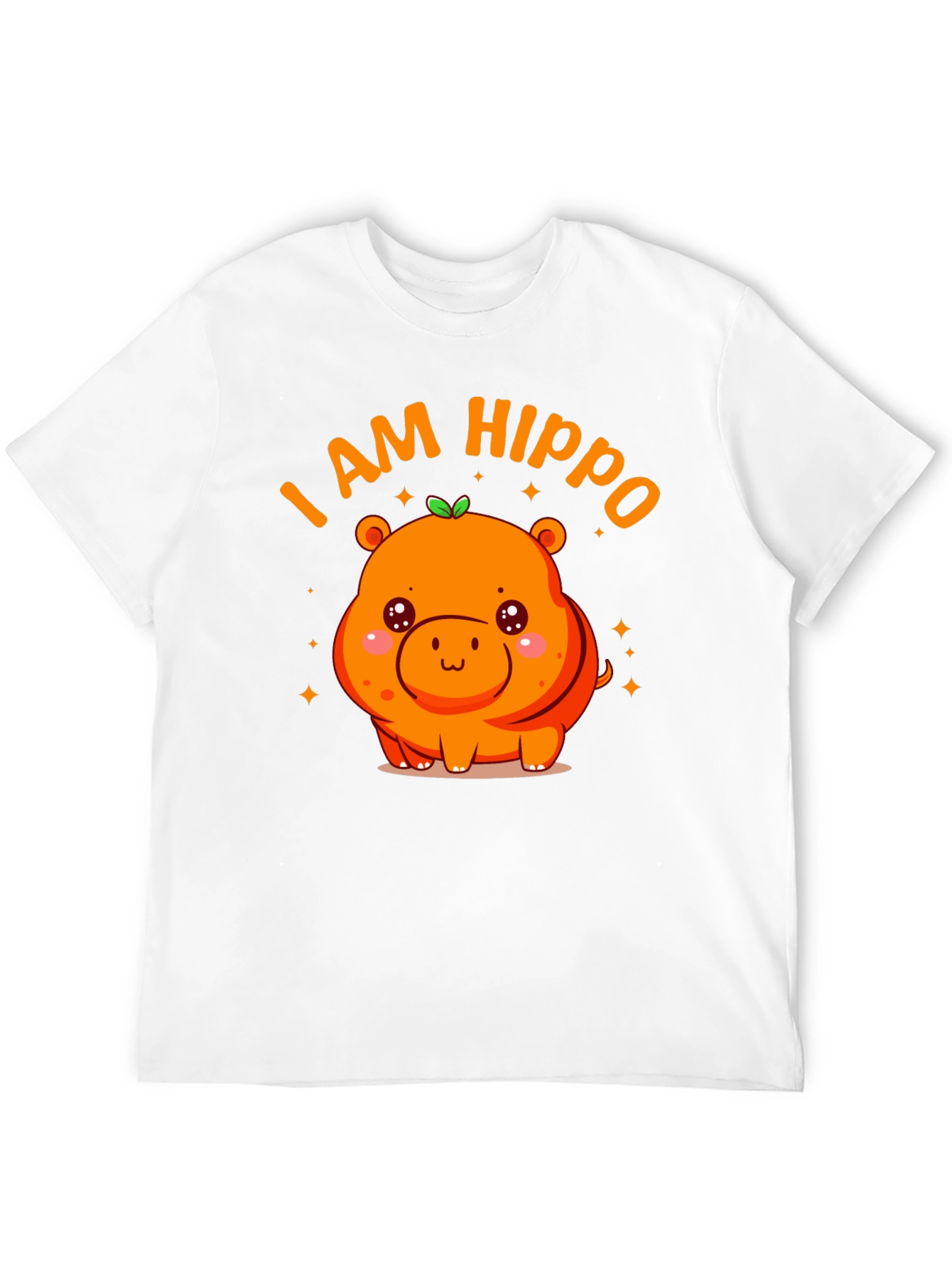 Black Cute "I AM HIPPO" Graphic Black T-Shirt view 12