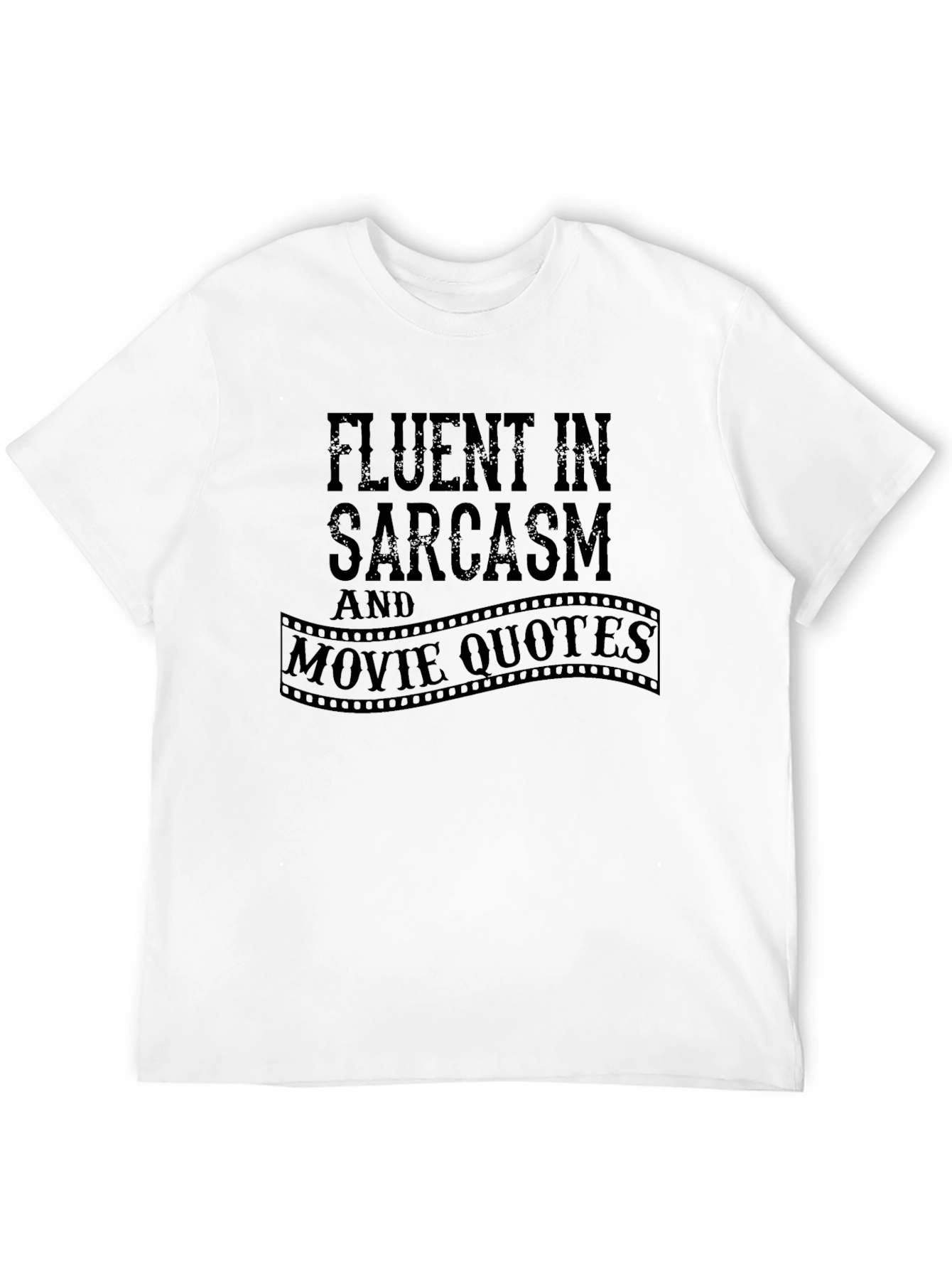 Black Fluent in Sarcasm and Movie Quotes Black Graphic Tee view 12