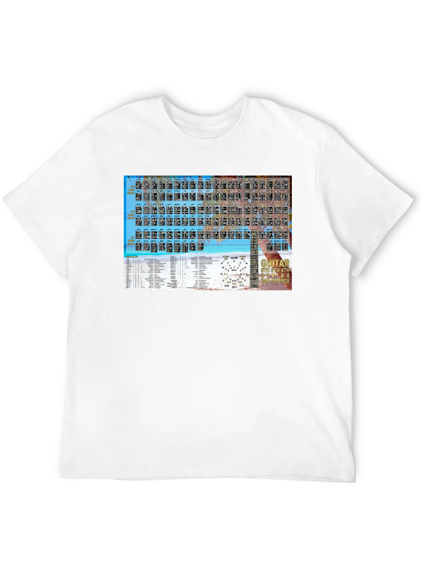 Black Guitar Chords Beach T-Shirt view 12