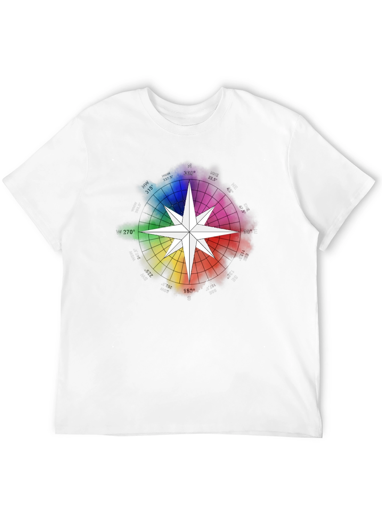 Black Rainbow Compass Star Graphic T-Shirt - Stylish Black Tee view 12