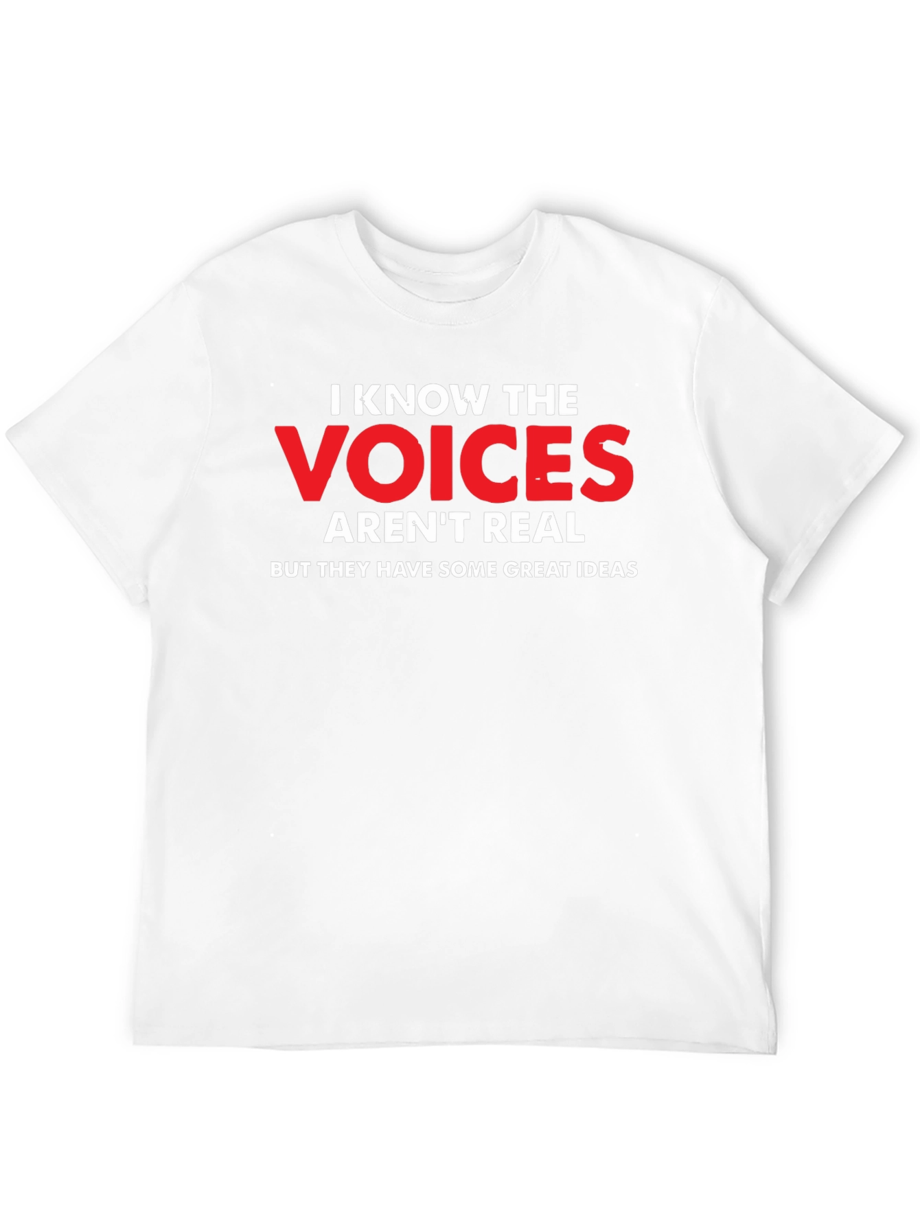 Black Funny "Voices Aren't Real" Graphic T-Shirt view 12
