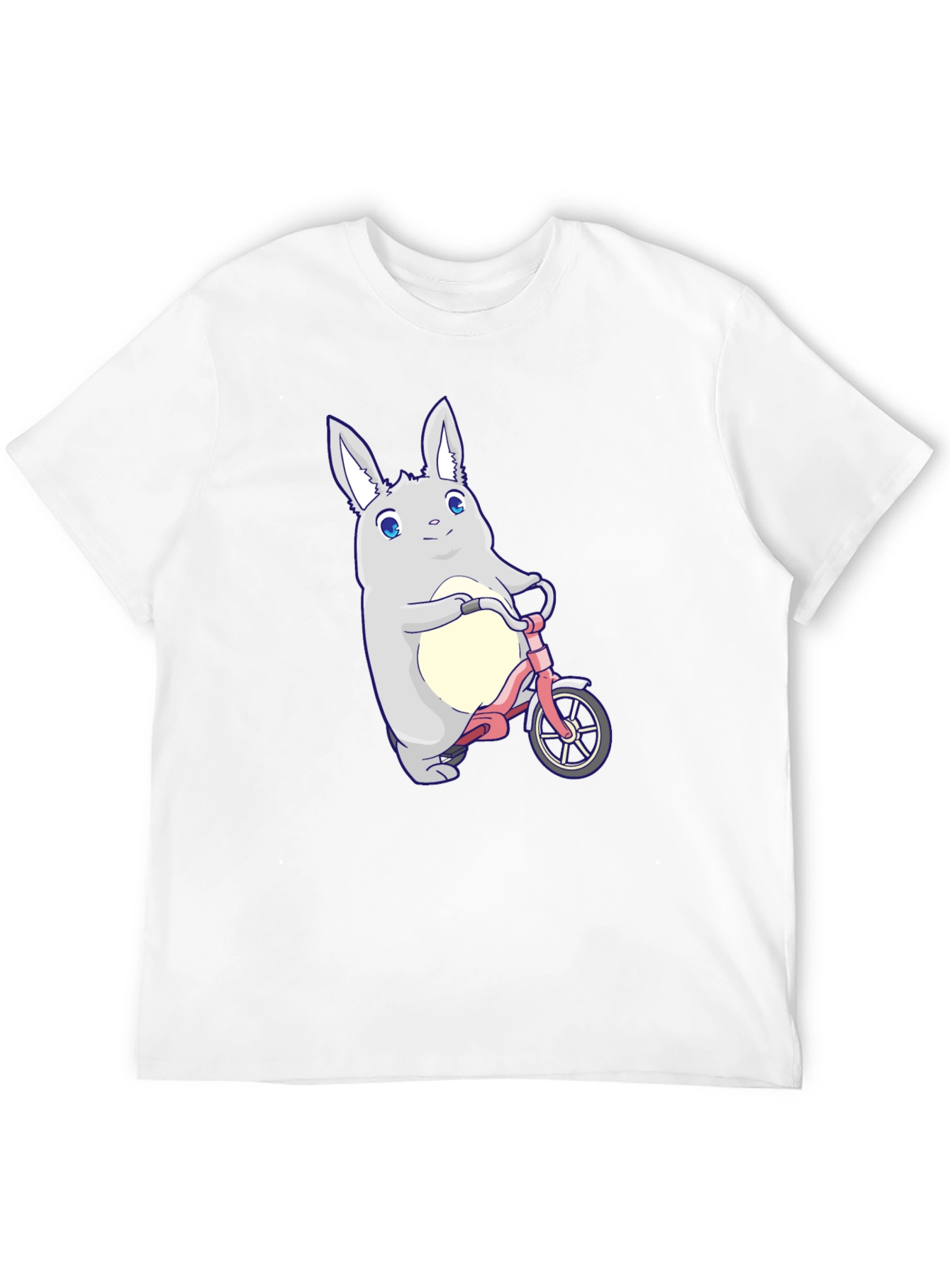 Black Cute Bunny on Bike Graphic T-Shirt view 12