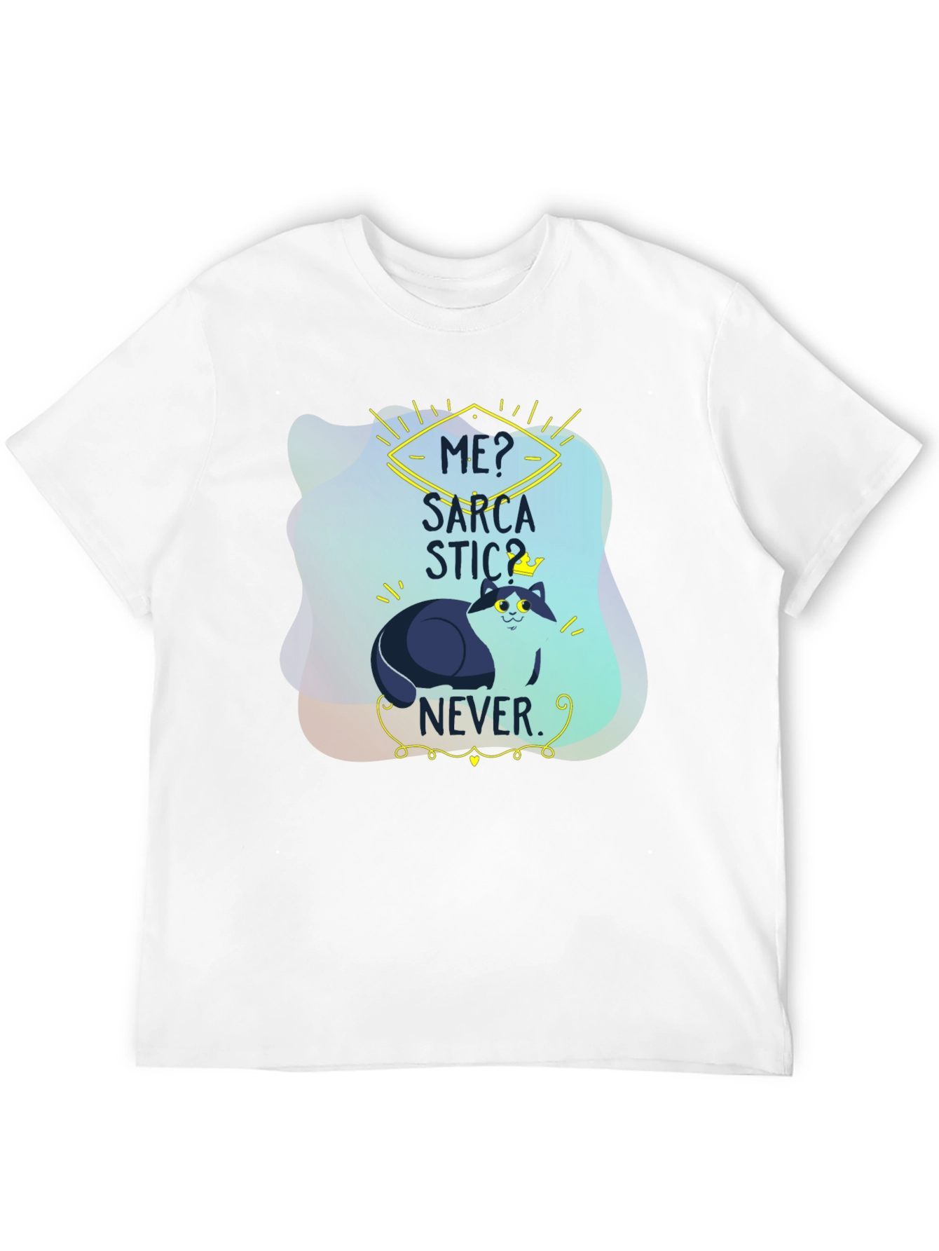 Black Sarcastic Cat T-Shirt: Funny Graphic Tee for Cat Lovers view 12