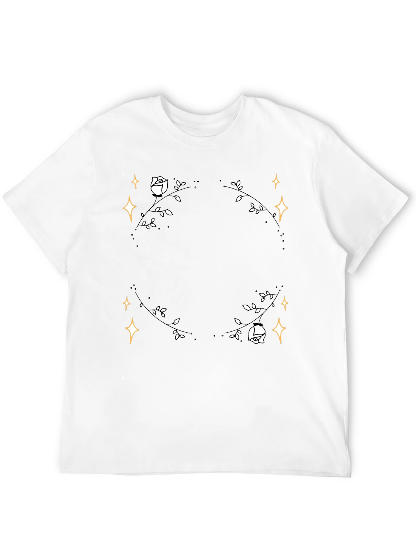 Black Floral Star T-Shirt - Black Cotton Graphic Tee view 12