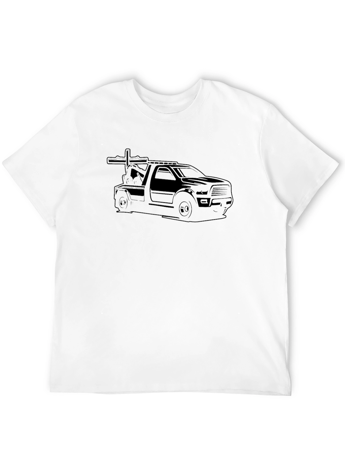 Black Tow Truck Graphic Tee - Black Cotton Blend view 12