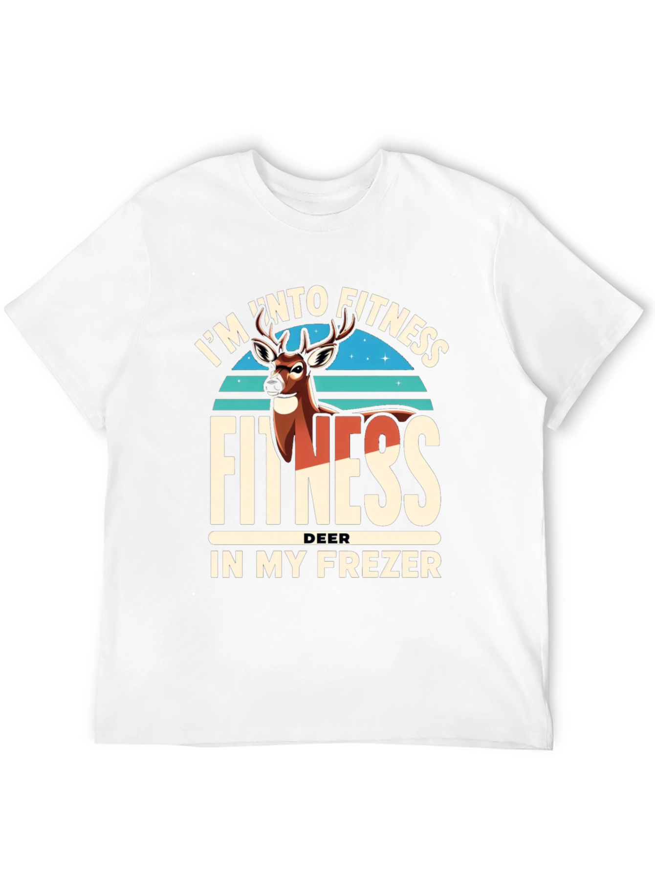 Black Fitness Deer in Freezer Funny T-Shirt view 12