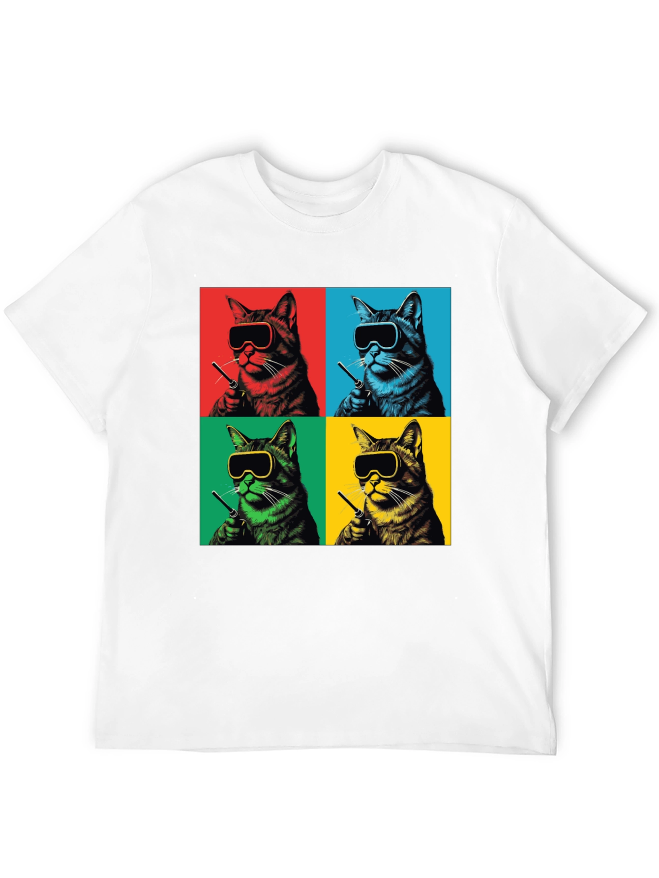Black Pop Art Cat T-Shirt - Quirky Feline Style view 12