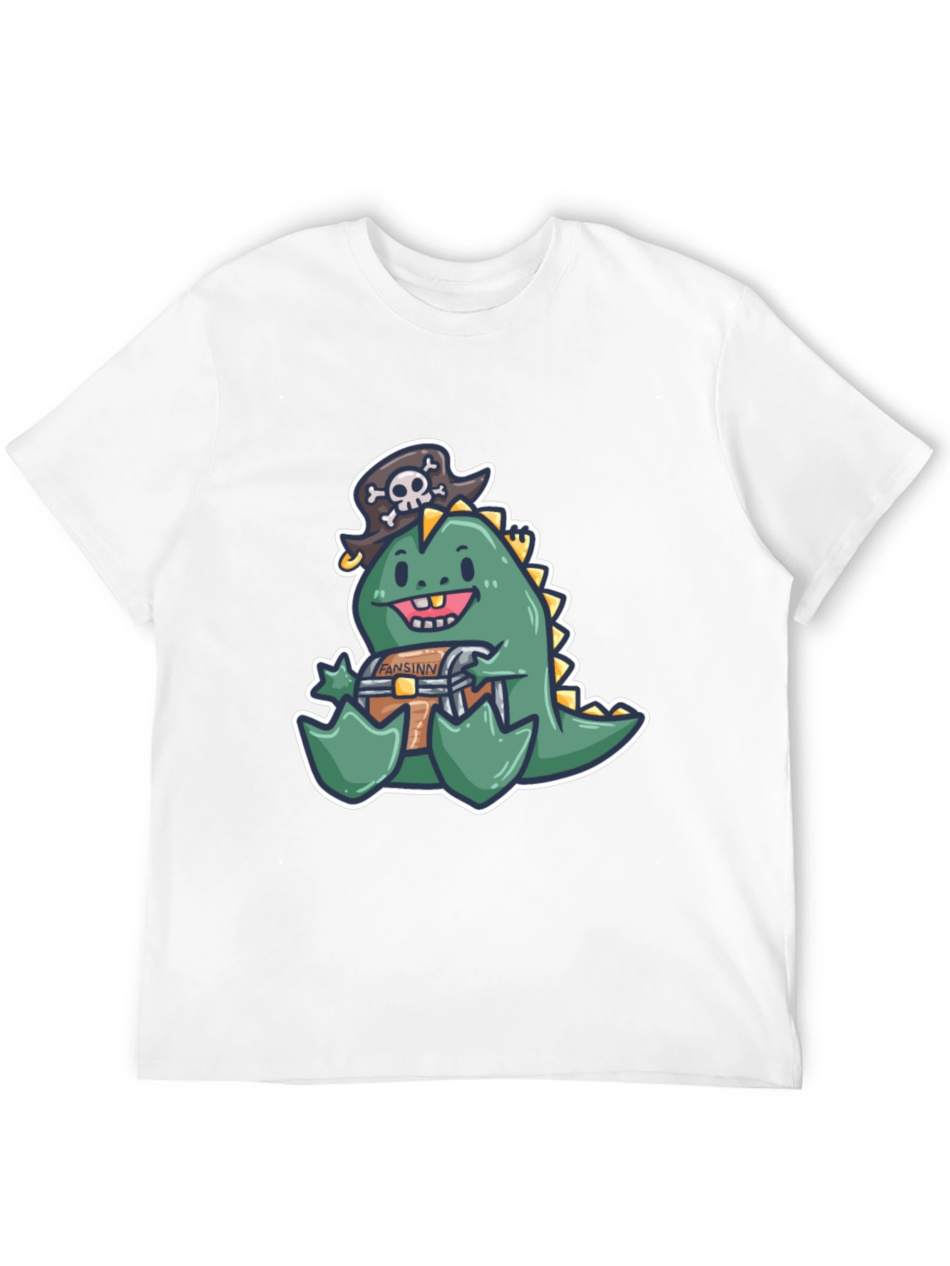 Black Dino Pirate Treasure Chest T-Shirt view 12