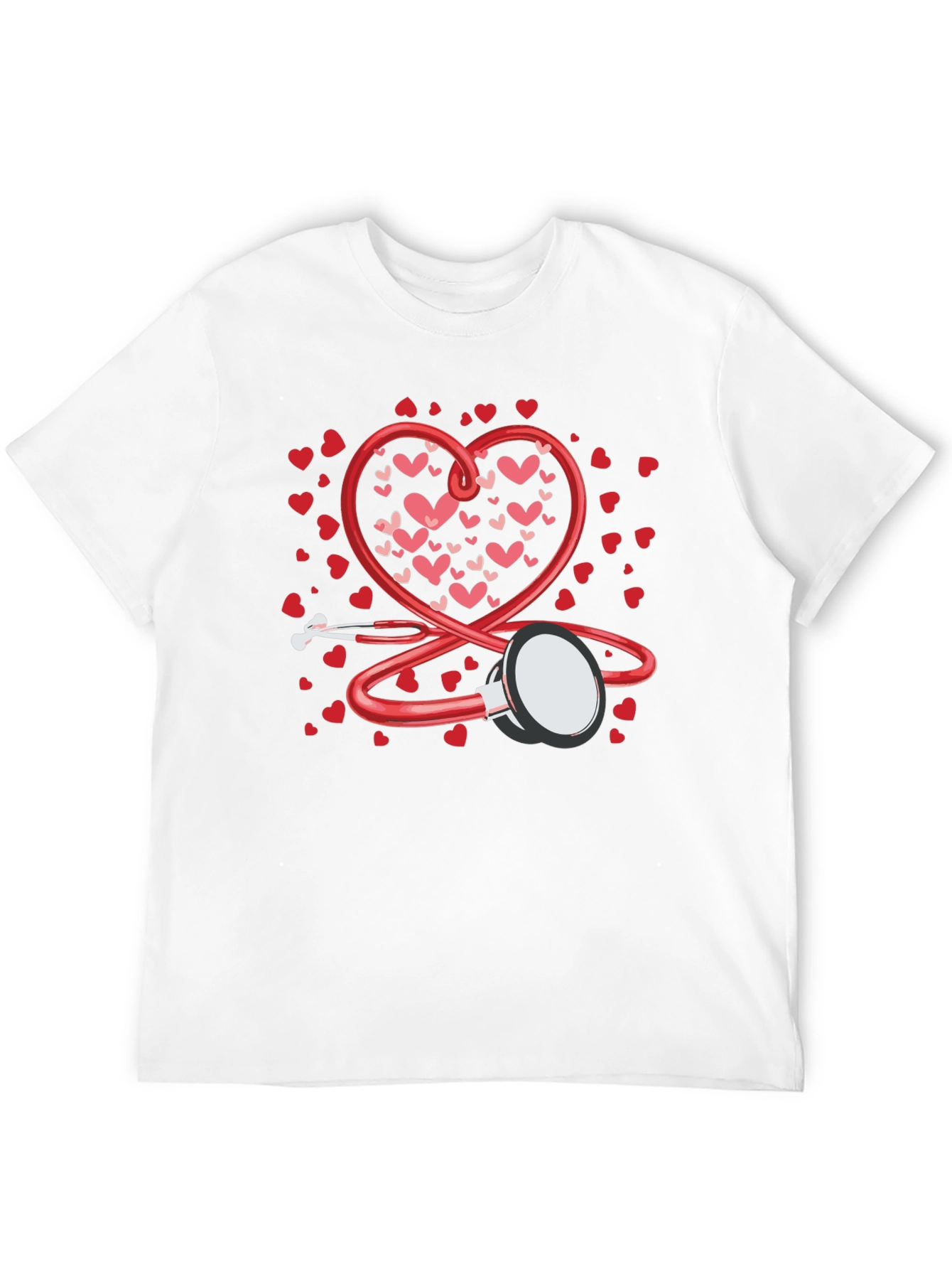 Black Heart Stethoscope Valentine's Day Black T-Shirt view 12