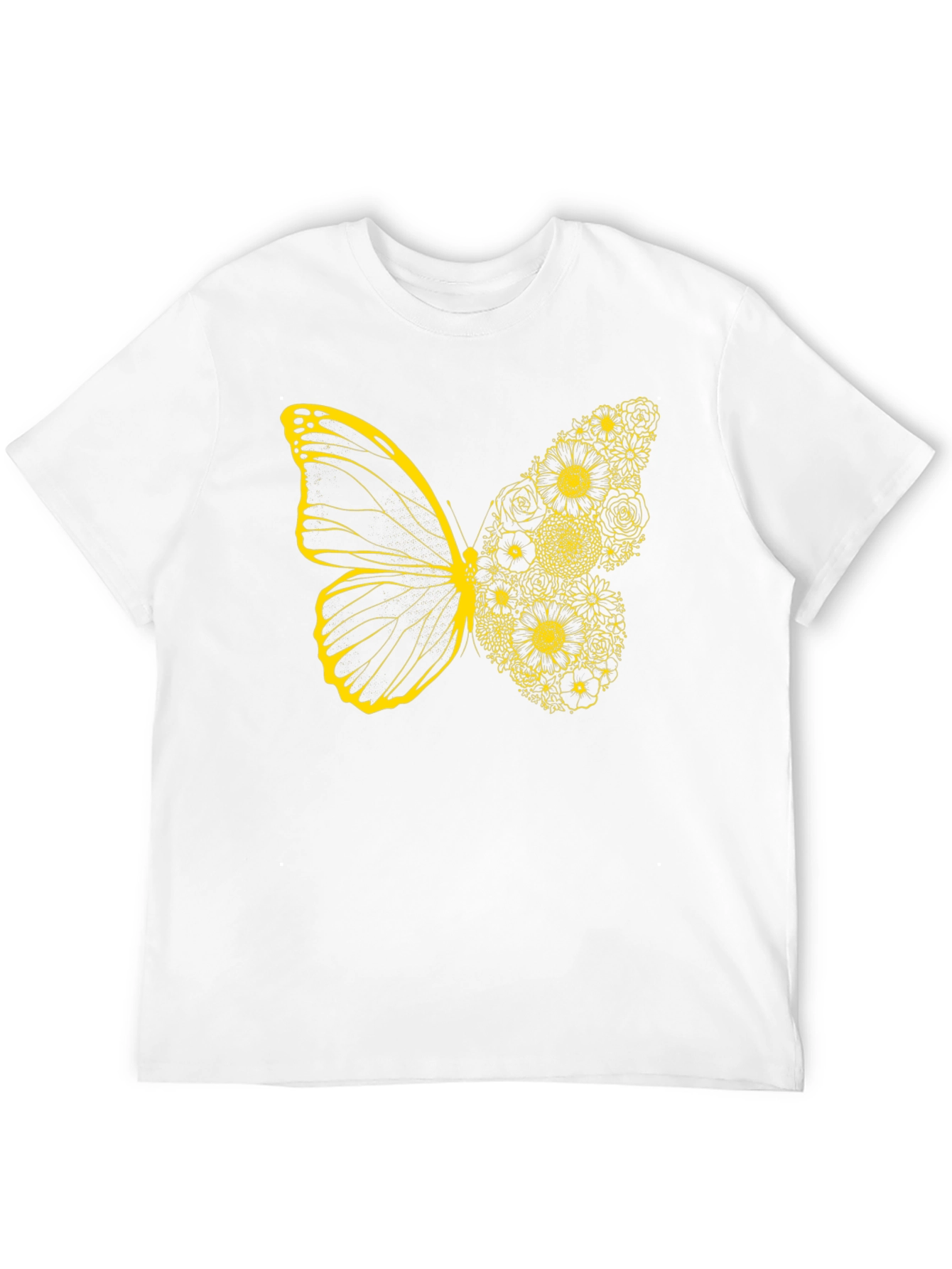 Black Floral Butterfly Graphic Tee - Black Cotton Casual Top view 12