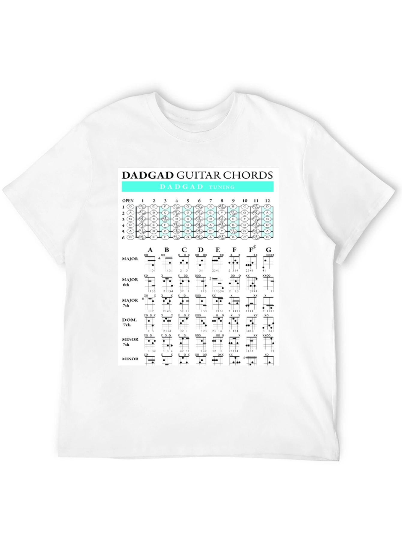 Black DADGAD Guitar Chords Black T-Shirt view 12