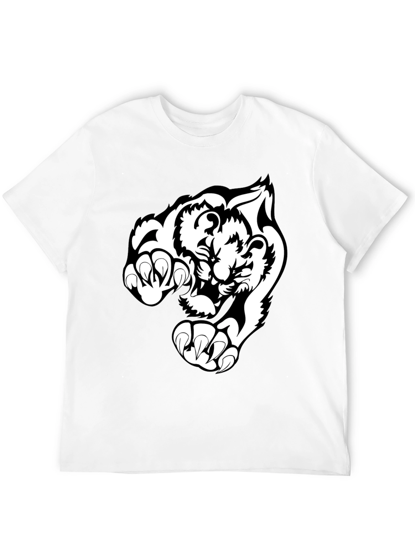 Black Black T-Shirt with White Tiger Graphic view 12