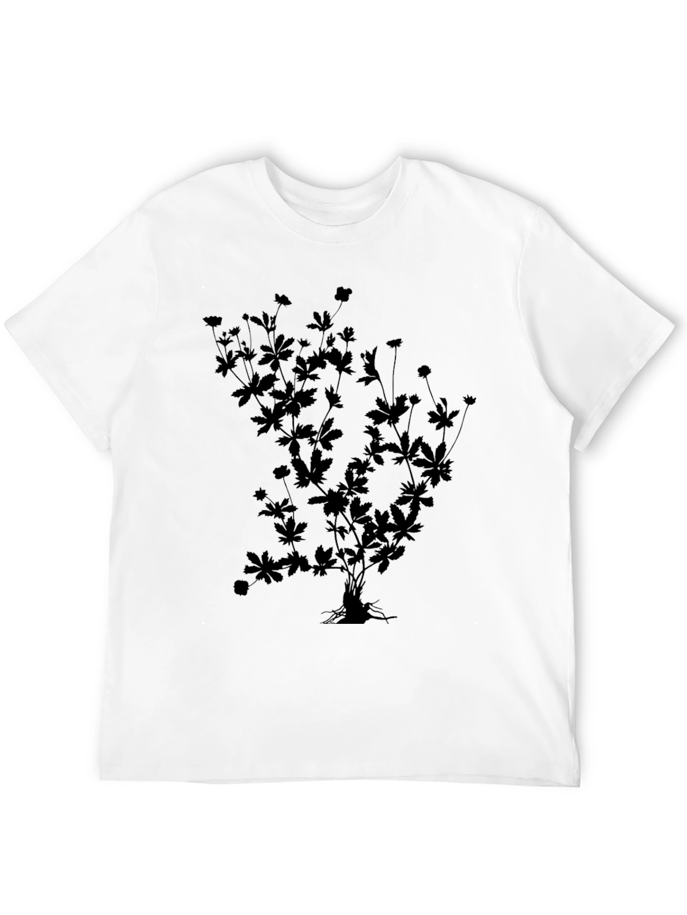 Black Botanical Silhouette Black T-Shirt view 12