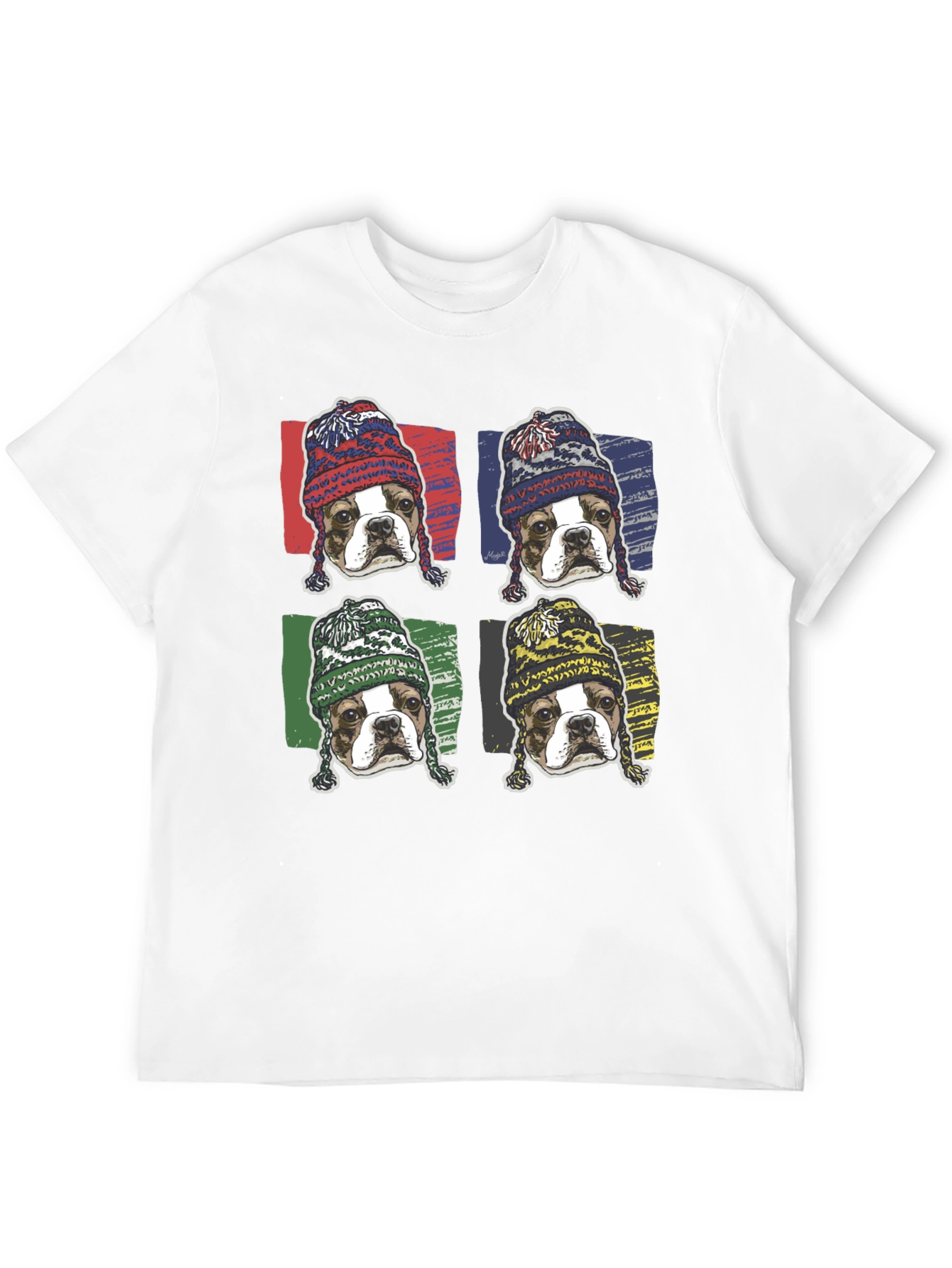 Black Dog in Hats Graphic Tee - Trendy Pop Art Style view 12