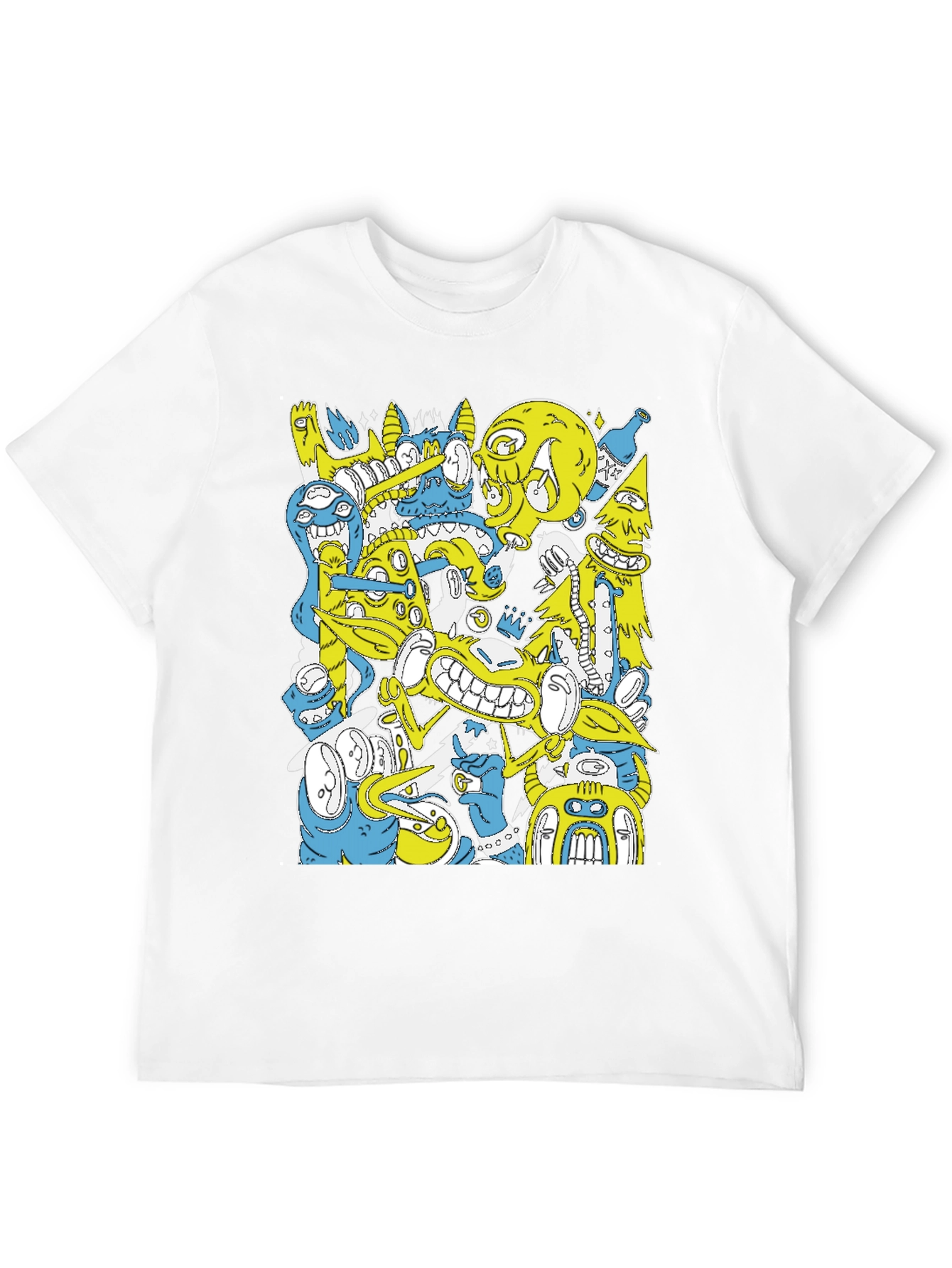 Black Abstract Cartoon Graphic Print Black T-Shirt view 12