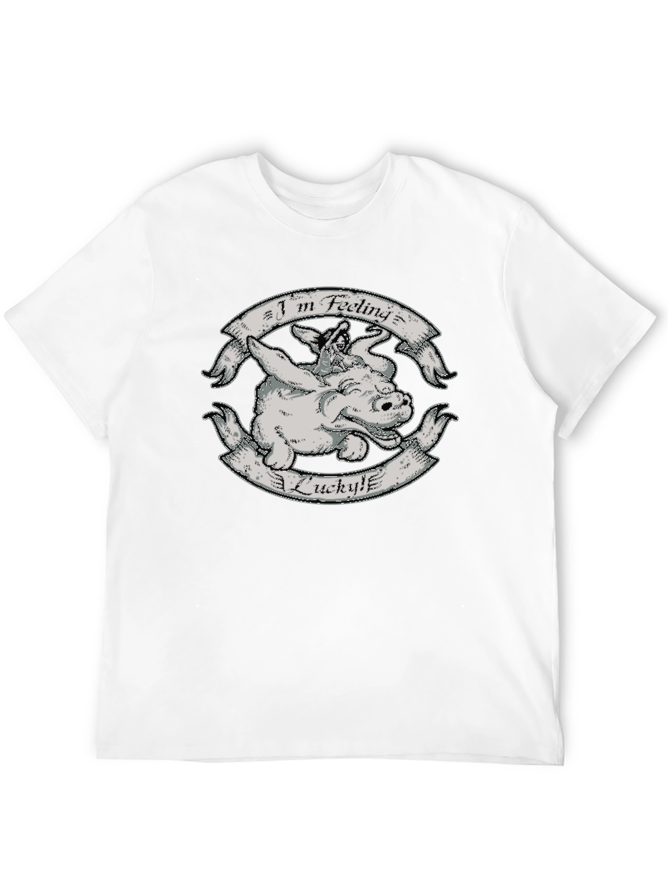 Black Lucky Pig Graphic Print Black T-Shirt view 12