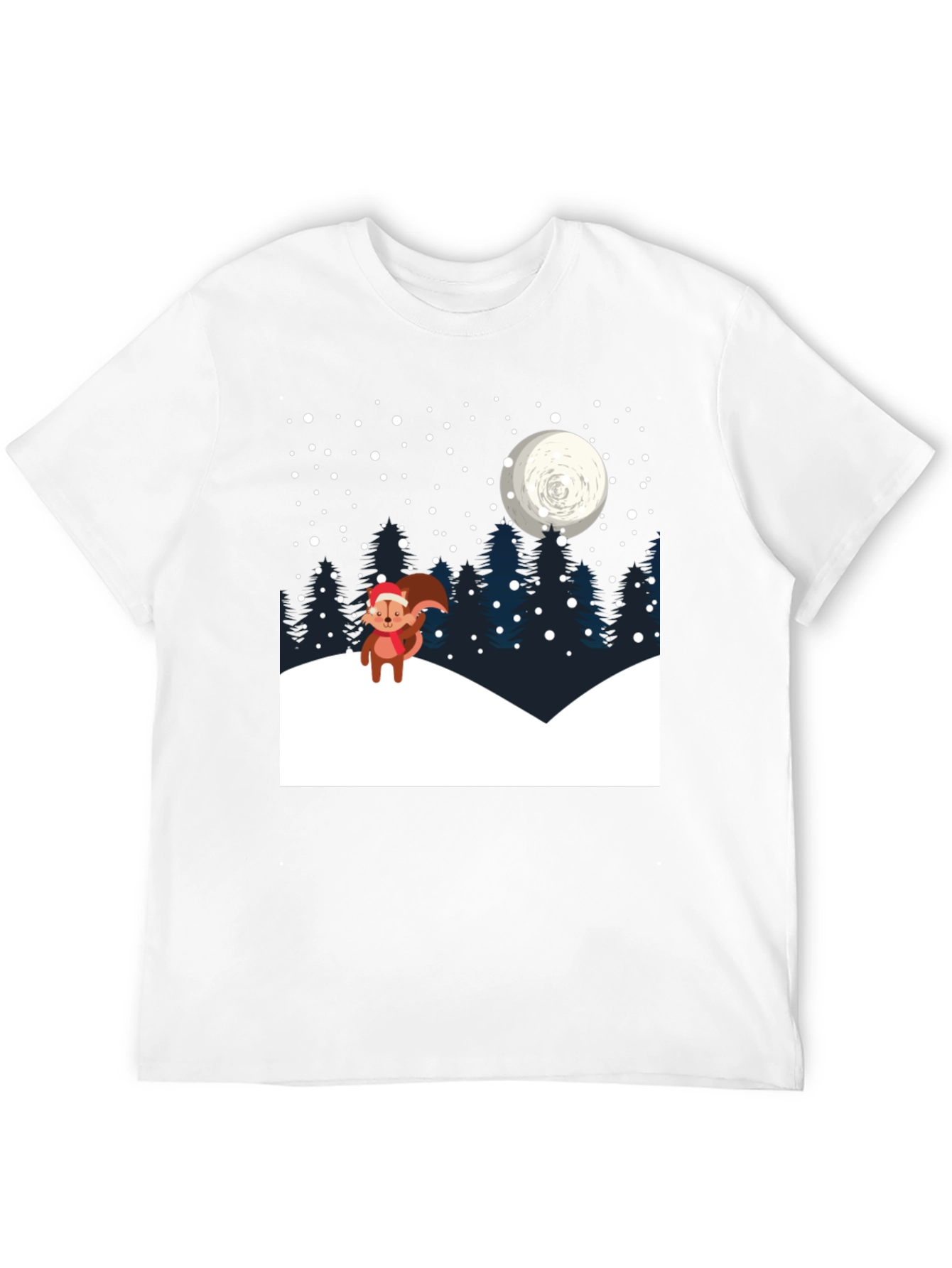 Winter Squirrel T-Shirt: Holiday Night Scene Graphic Tee - 12