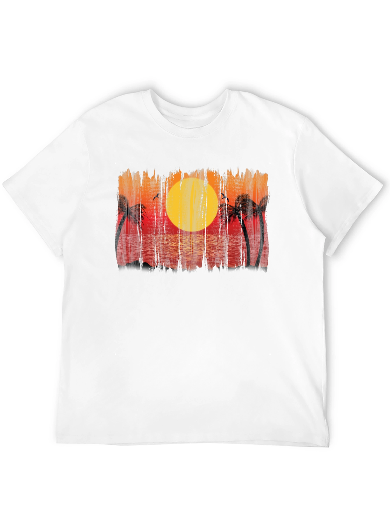 Black Sunset Palm Tree Graphic Black T-Shirt view 12