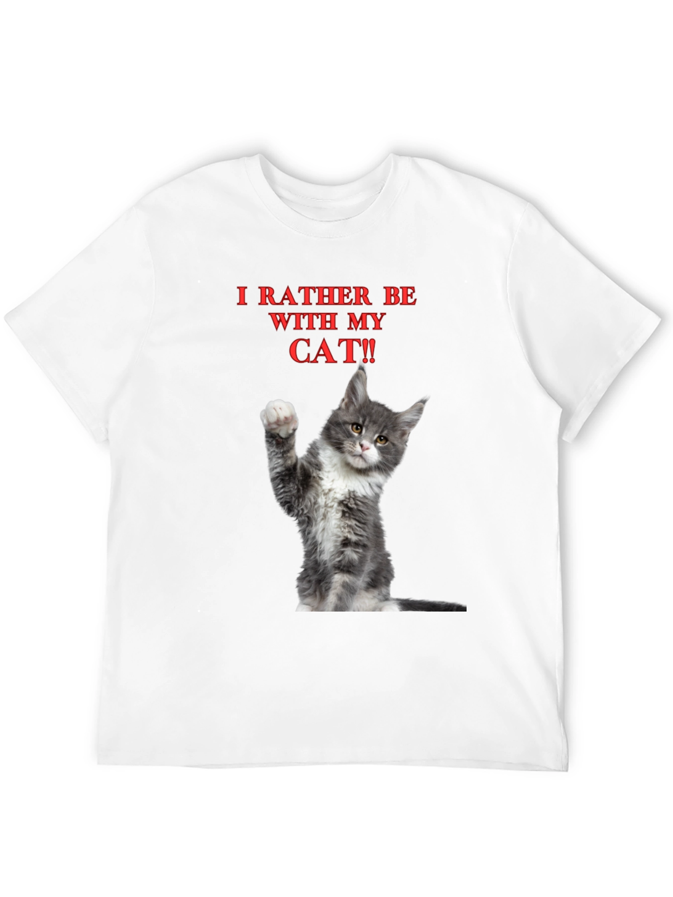 Black Funny "I'd Rather Be With My Cat" Graphic Tee view 12