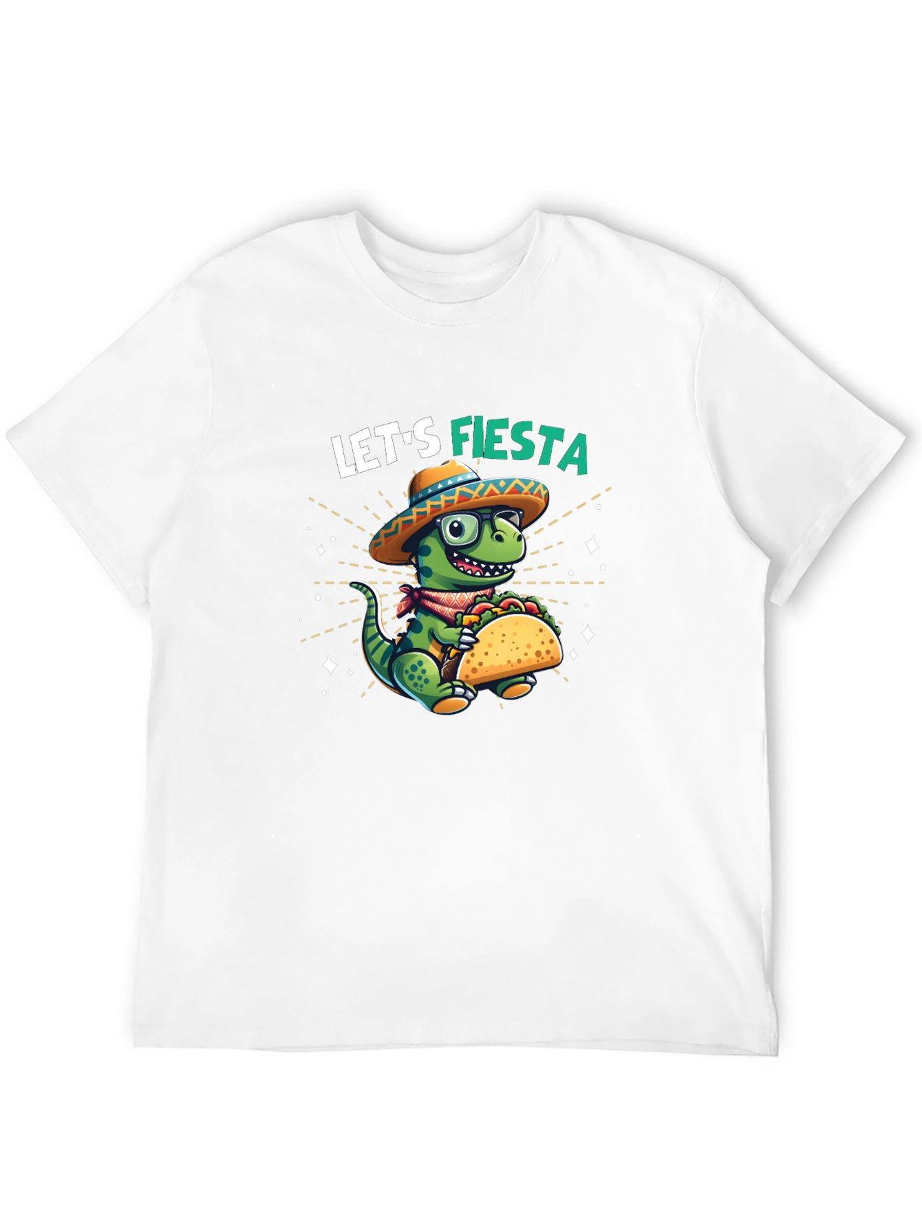 Black Let's Fiesta Dinosaur Taco T-Shirt view 12