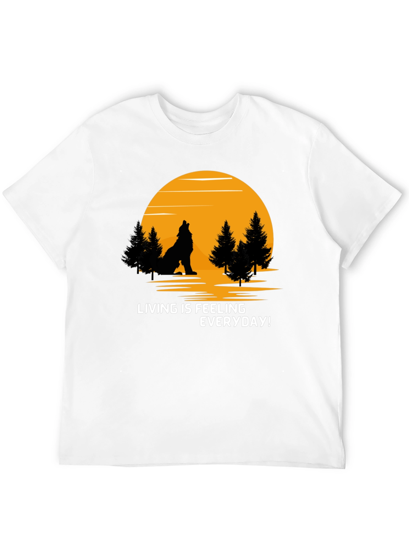 Black Wolf Howling at Moon Graphic T-Shirt view 12