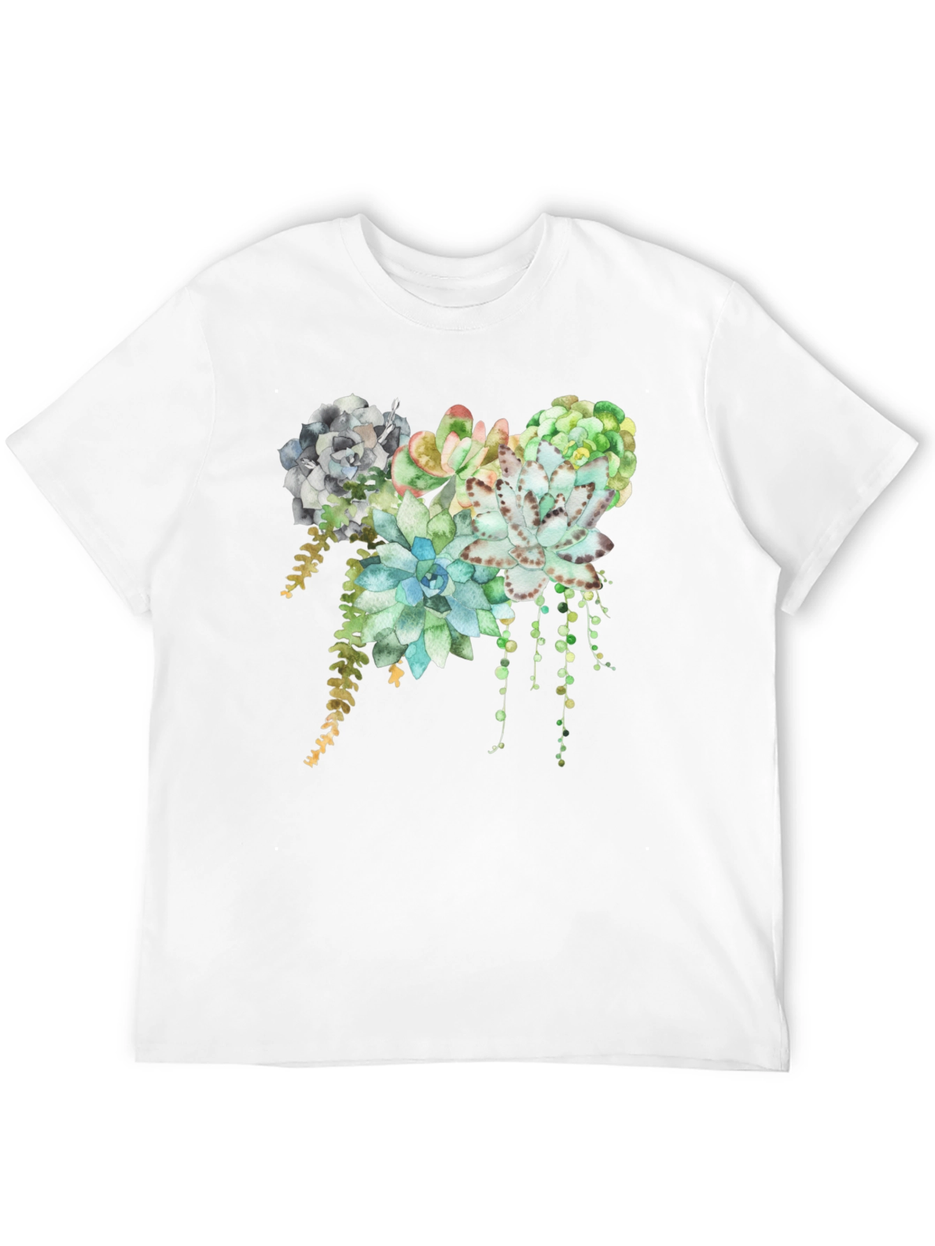 Black Succulent Print T-Shirt - Stylish Botanical Design view 12