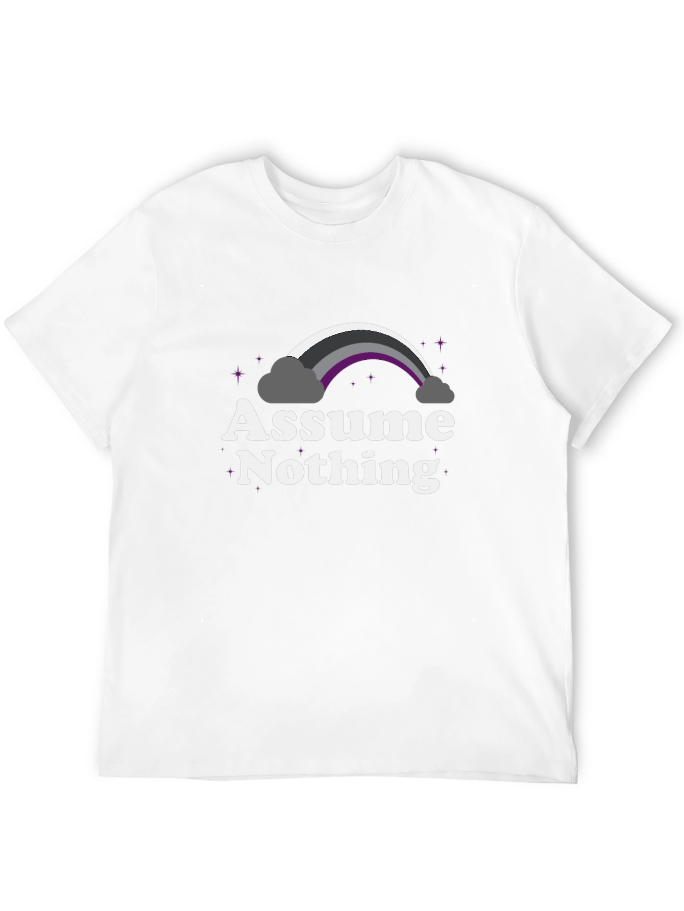 Black Assume Nothing Asexual Pride Rainbow Graphic Tee view 12