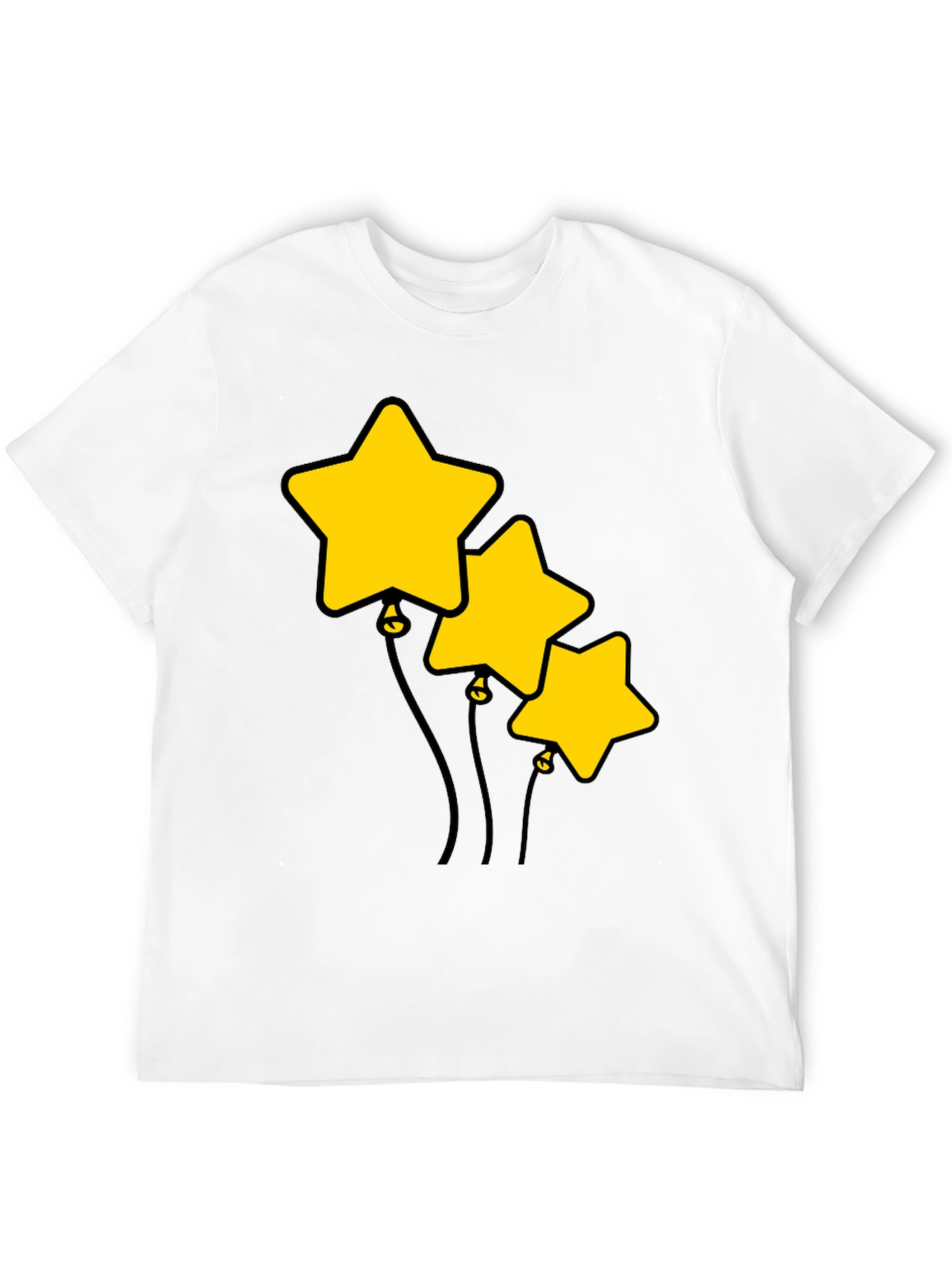 Black Star Balloons Graphic Tee - Black Cotton T-Shirt view 12