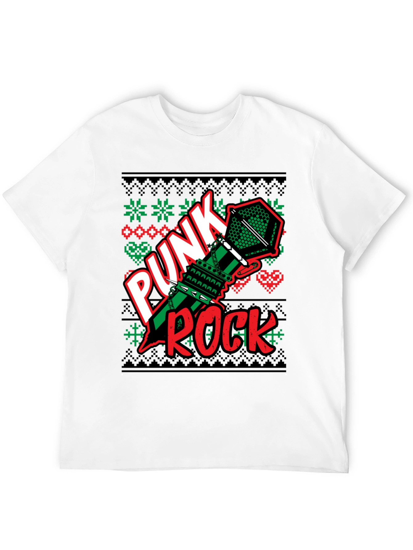Black Punk Rock Ugly Christmas Sweater T-Shirt view 12