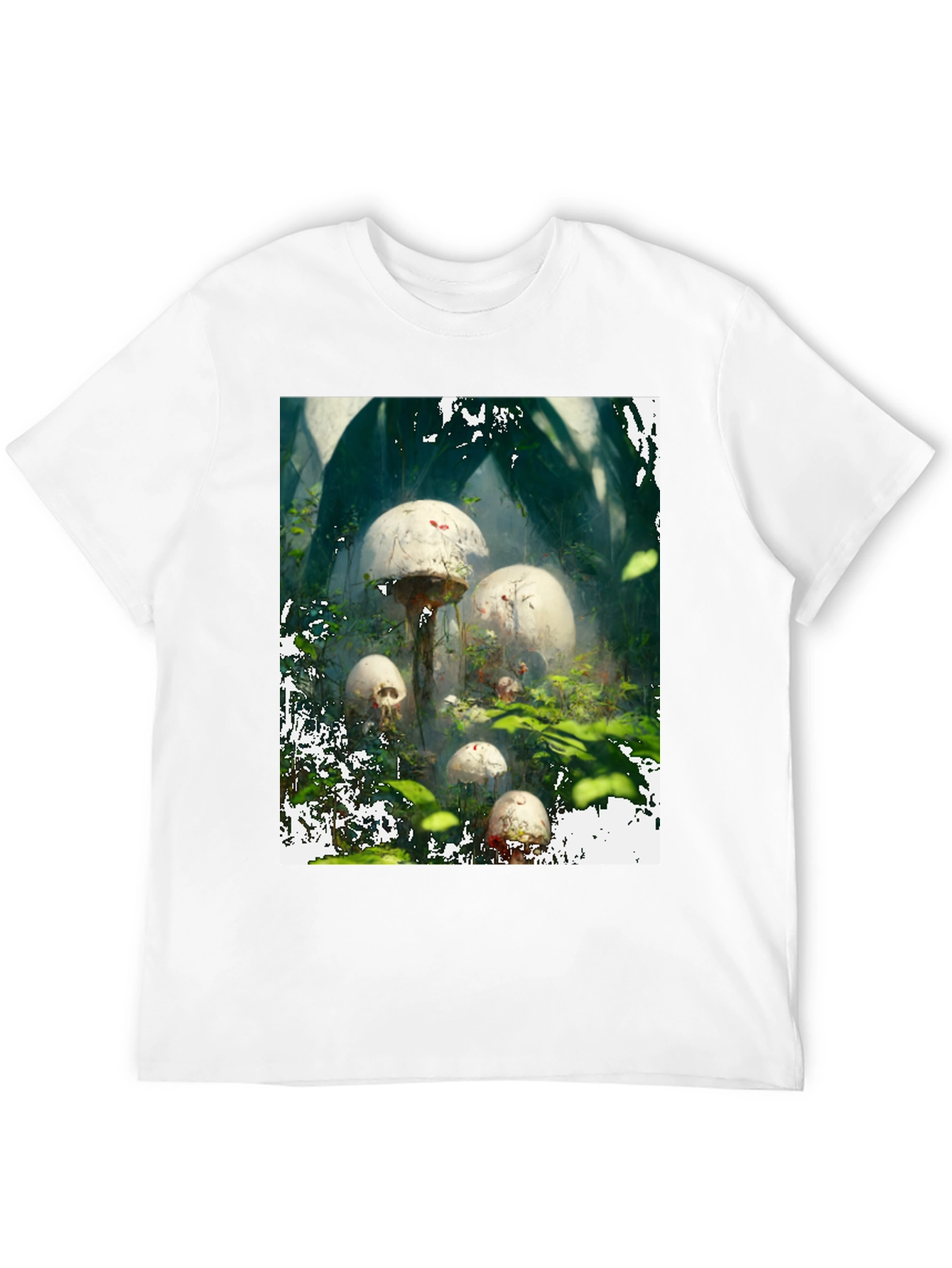 Black Mushroom Skull Forest Tee view 12