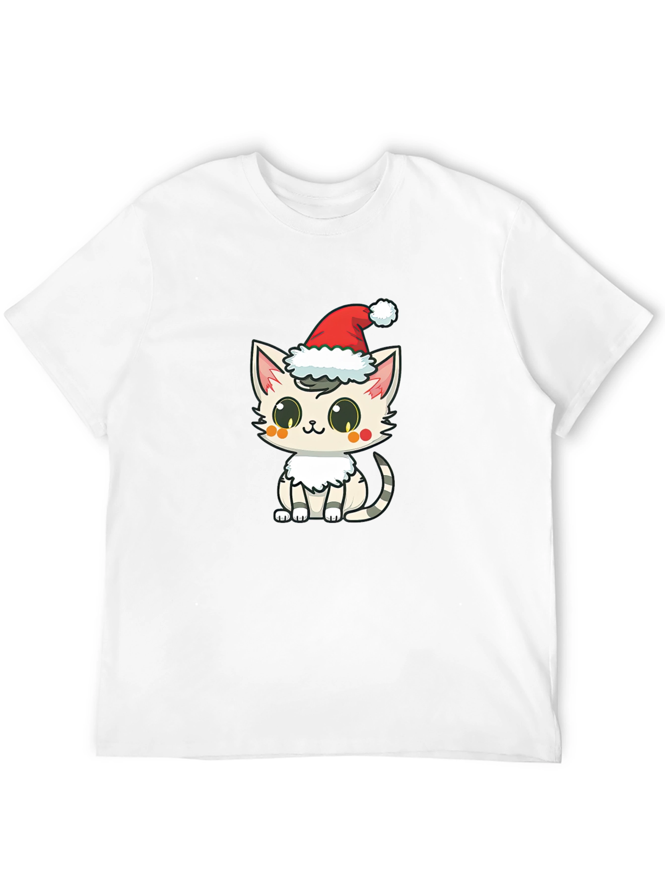 Black Cute Cat in Santa Hat Graphic T-Shirt view 12