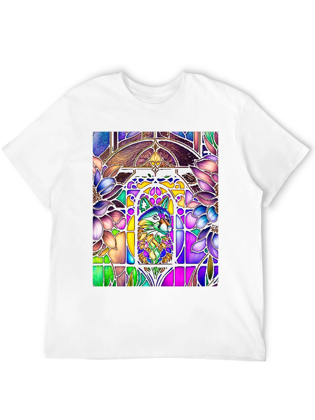 Black Stained Glass Wolf Graphic Tee view 12